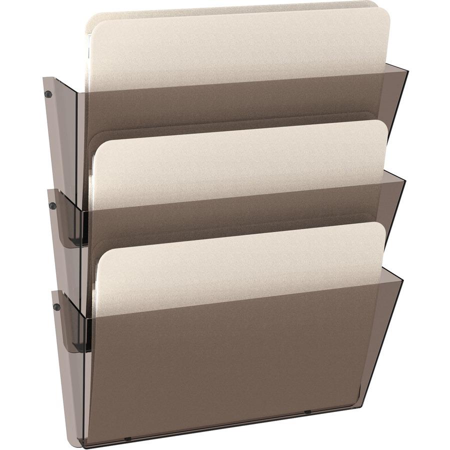 Deflecto Unbreakable DocuPocket - 3 Pocket(s) - 6.5" Height x 14.5" Width x 3" Depth - Unbreakable - Smoke - Plastic - 3 / Pack. Picture 2