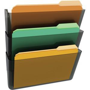 Deflecto Stackable DocuPocket Set - 3 Pocket(s) - 7" Height x 13" Width x 4" Depth - Stackable - Smoke - 3 / Set. Picture 3