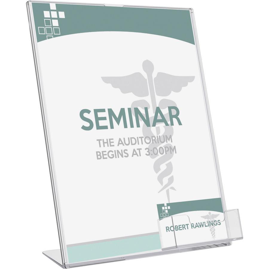 Deflecto Superior Image Slanted Sign Holders - 1 Each - 11" Width x 8.5" Height - Rectangular Shape - Plastic - Clear. Picture 2
