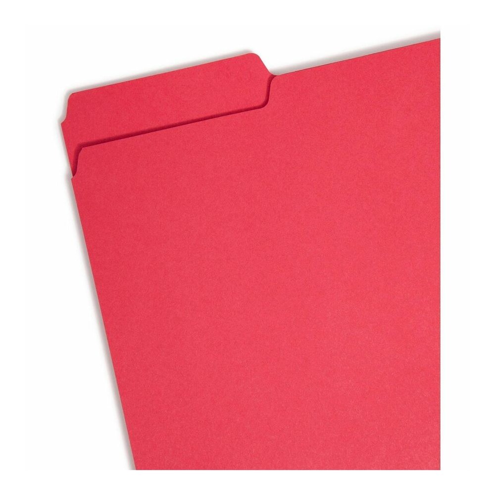 Smead 1/3 Tab Cut Letter Recycled Interior File Folder - 8 1/2" x 11" - 3/4" Expansion - Top Tab Location - Assorted Tab Position - 11 pt. - 1 Plys - Green, Orange, Red, Sky Blue, Yellow - 10% Recycle. Picture 10