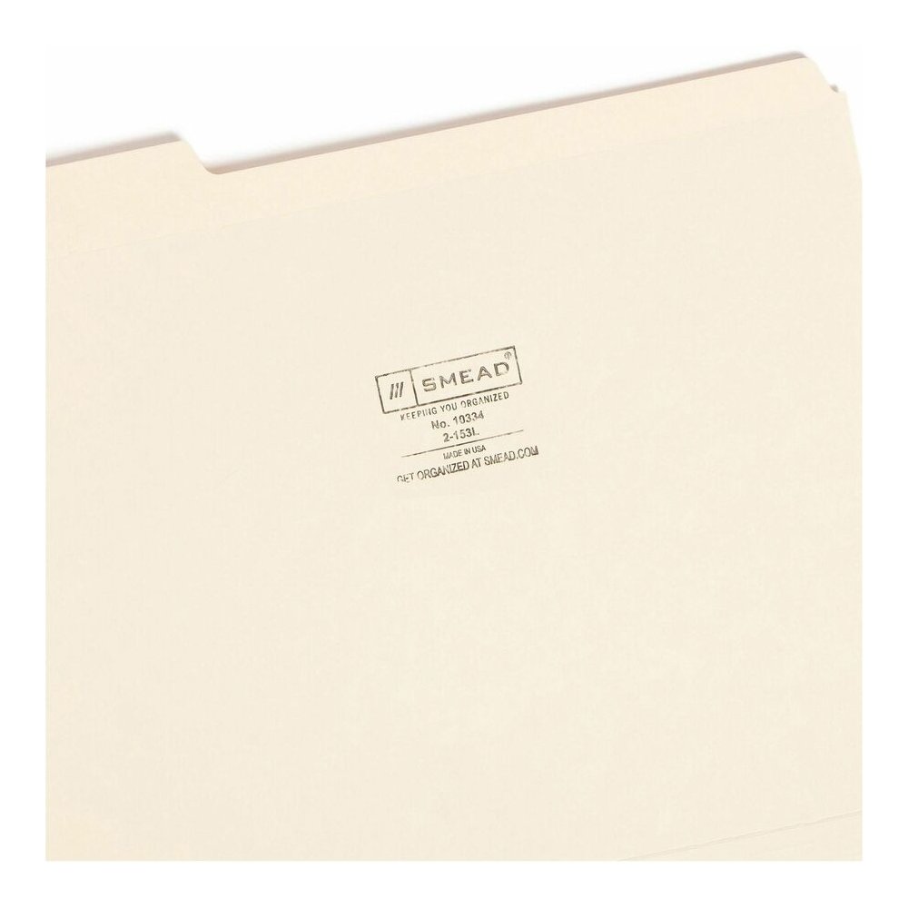 Smead 1/3 Tab Cut Letter Recycled Top Tab File Folder - 8 1/2" x 11" - 3/4" Expansion - Top Tab Location - Assorted Tab Position - 11 pt. - 2 Plys - Manila - Reinforced, Durable, Reinforced Tab, Round. Picture 9