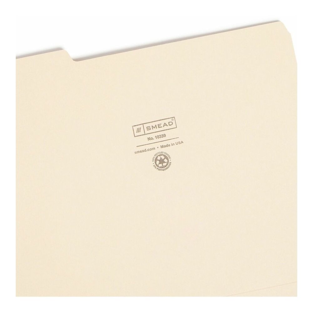 Smead 1/3 Tab Cut Letter Recycled Top Tab File Folder - 8 1/2" x 11" - 3/4" Expansion - Top Tab Location - Assorted Tab Position - 11 pt. - 1 Plys - Manila - Acid-free, Rounded Corner - 100% Recycled . Picture 8