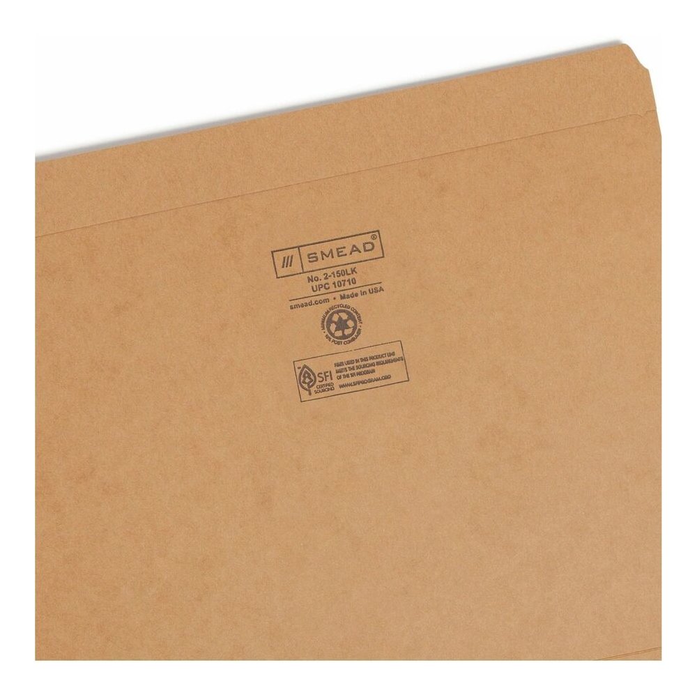 Smead Straight Tab Cut Letter Recycled Top Tab File Folder - 8 1/2" x 11" - 3/4" Expansion - 11 pt. - 2 Plys - Kraft - 10% Recycled - 100 / Box. Picture 8