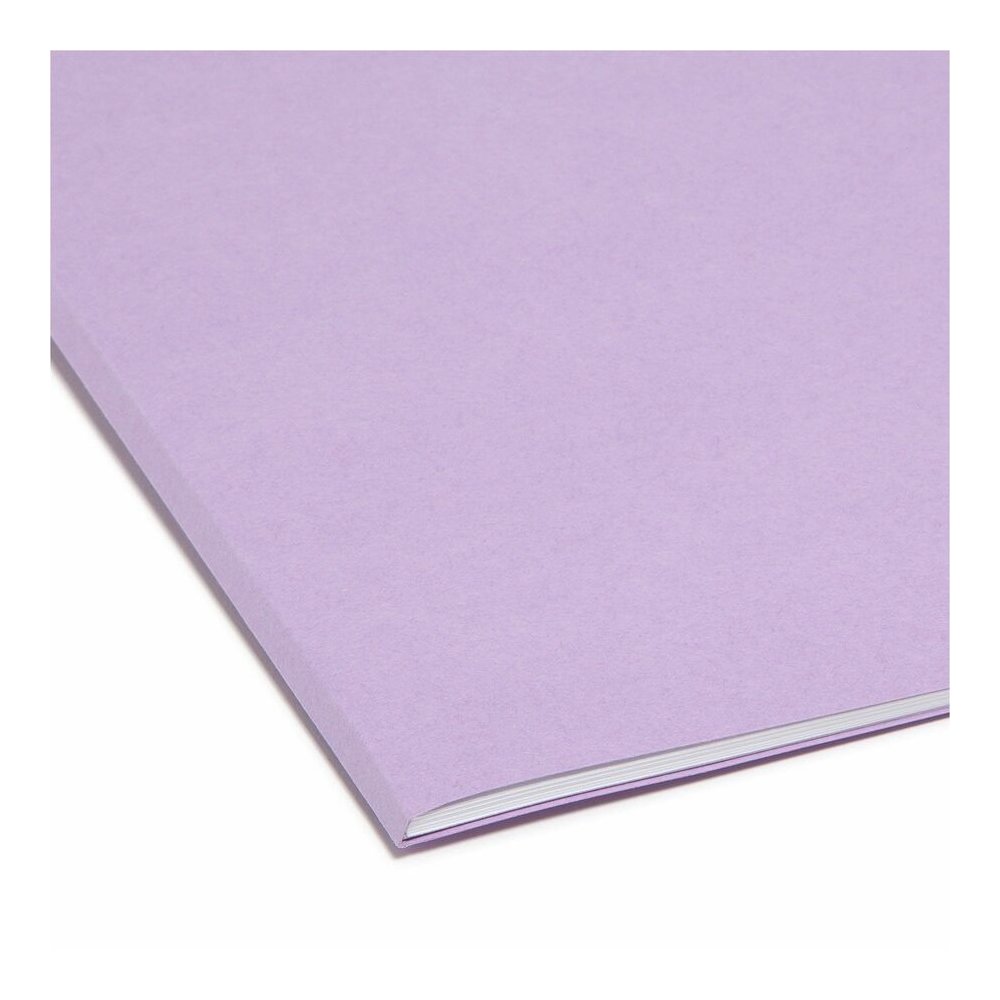 Smead Colored 1/3 Tab Cut Letter Recycled Top Tab File Folder - 8 1/2" x 11" - 3/4" Expansion - Top Tab Location - Assorted Tab Position - 11 pt. - 2 Plys - Lavender - 10% Recycled - 100 / Box. Picture 7