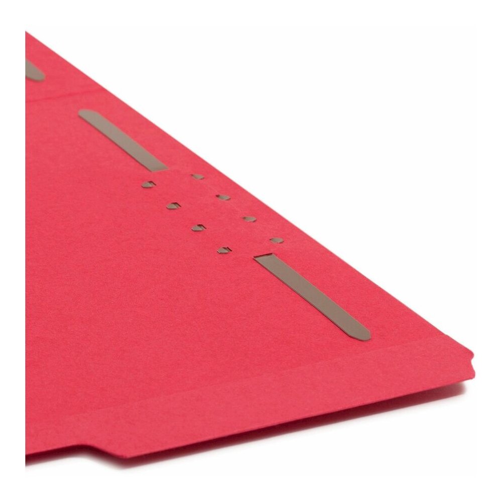 Smead Colored 1/3 Tab Cut Letter Recycled Fastener Folder - 8 1/2" x 11" - 3/4" Expansion - 2 x 2K Fastener - 2" for Folder - Top Tab Location - Assorted Tab Position - 11 pt. - 2 Plys - Red - Reinfor. Picture 9