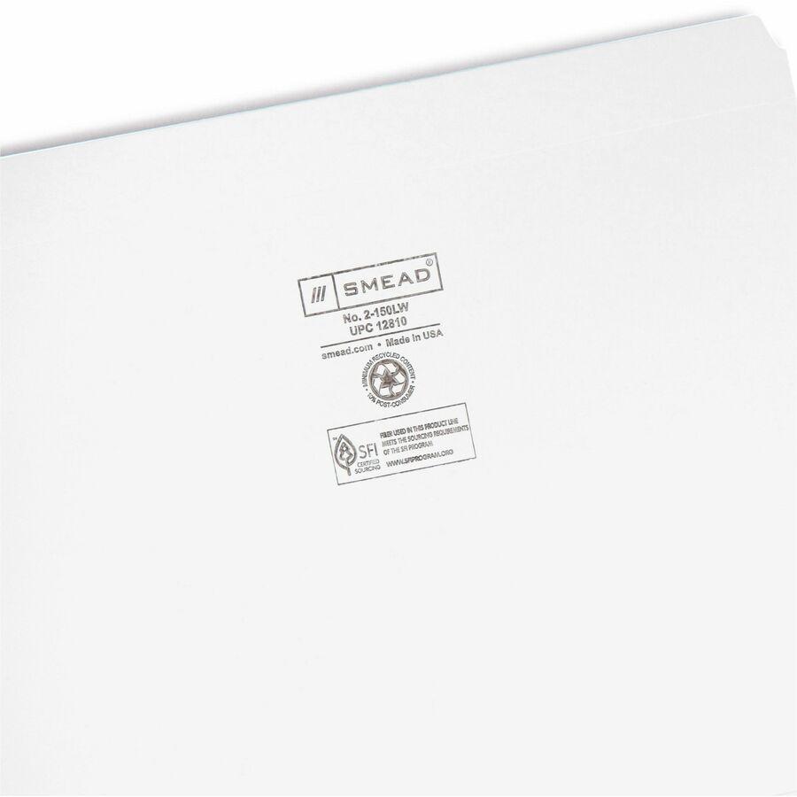 Smead Colored Straight Tab Cut Letter Recycled Top Tab File Folder - 8 1/2" x 11" - 3/4" Expansion - White - 10% Recycled - 100 / Box. Picture 8