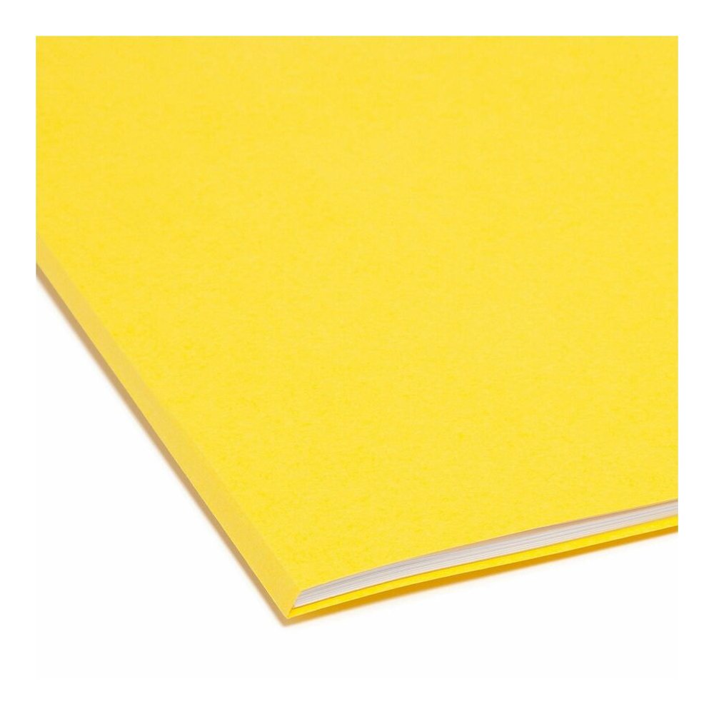 Smead Colored 1/3 Tab Cut Letter Recycled Top Tab File Folder - 8 1/2" x 11" - Top Tab Location - Assorted Tab Position - 11 pt. - 2 Plys - Yellow - 10% Recycled - 100 / Box. Picture 7