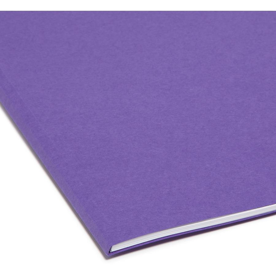 Smead Colored 1/3 Tab Cut Letter Recycled Top Tab File Folder - 8 1/2" x 11" - 3/4" Expansion - Top Tab Location - Assorted Position Tab Position - Purple - 10% Recycled - 100 / Box. Picture 6