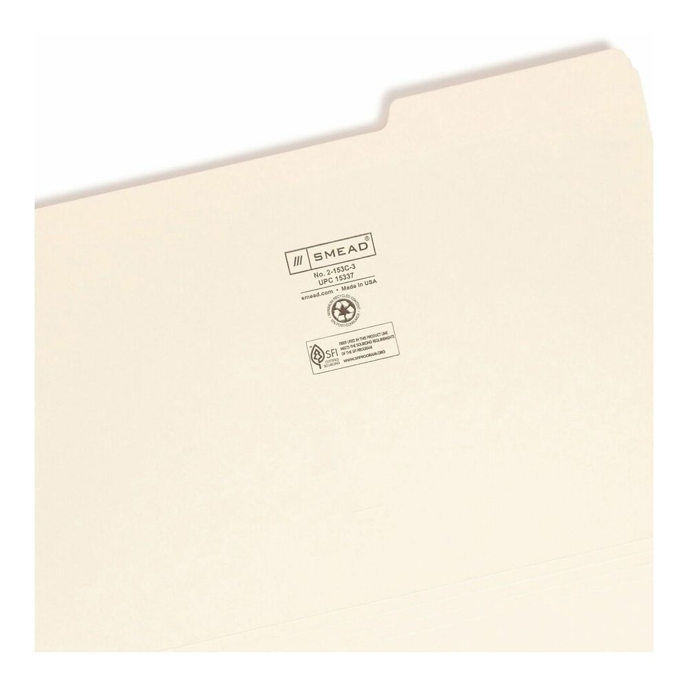 Smead 1/3 Tab Cut Legal Recycled Top Tab File Folder - 8 1/2" x 14" - 3/4" Expansion - Top Tab Location - Third Tab Position - 11 pt. - 2 Plys - Manila - Reinforced, Rounded Corner, Durable, Reinforce. Picture 8