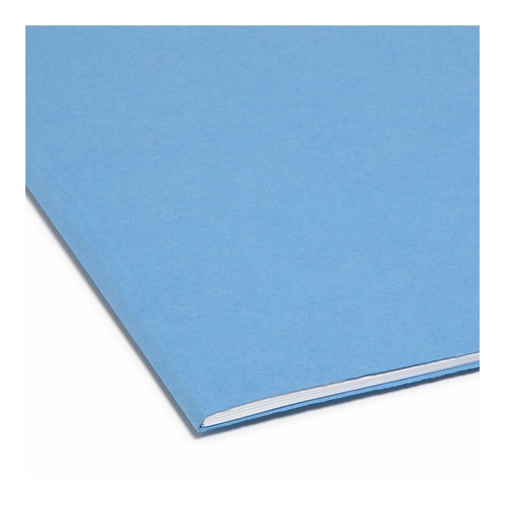 Smead Colored 1/3 Tab Cut Legal Recycled Top Tab File Folder - 8 1/2" x 14" - 3/4" Expansion - Top Tab Location - Assorted Tab Position - 11 pt. - 2 Plys - Blue - Reinforced - 10% Recycled - 100 / Box. Picture 7
