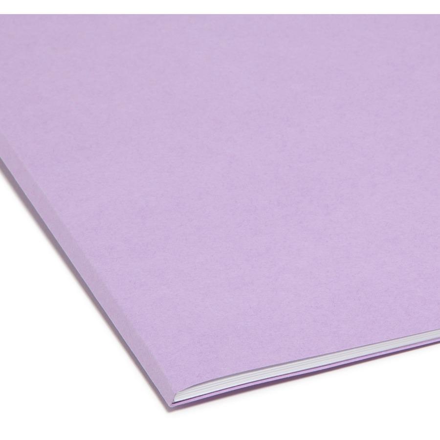 Smead Colored 1/3 Tab Cut Legal Recycled Top Tab File Folder - 8 1/2" x 14" - 3/4" Expansion - Top Tab Location - Assorted Position Tab Position - Lavender - 10% Recycled - 100 / Box. Picture 6