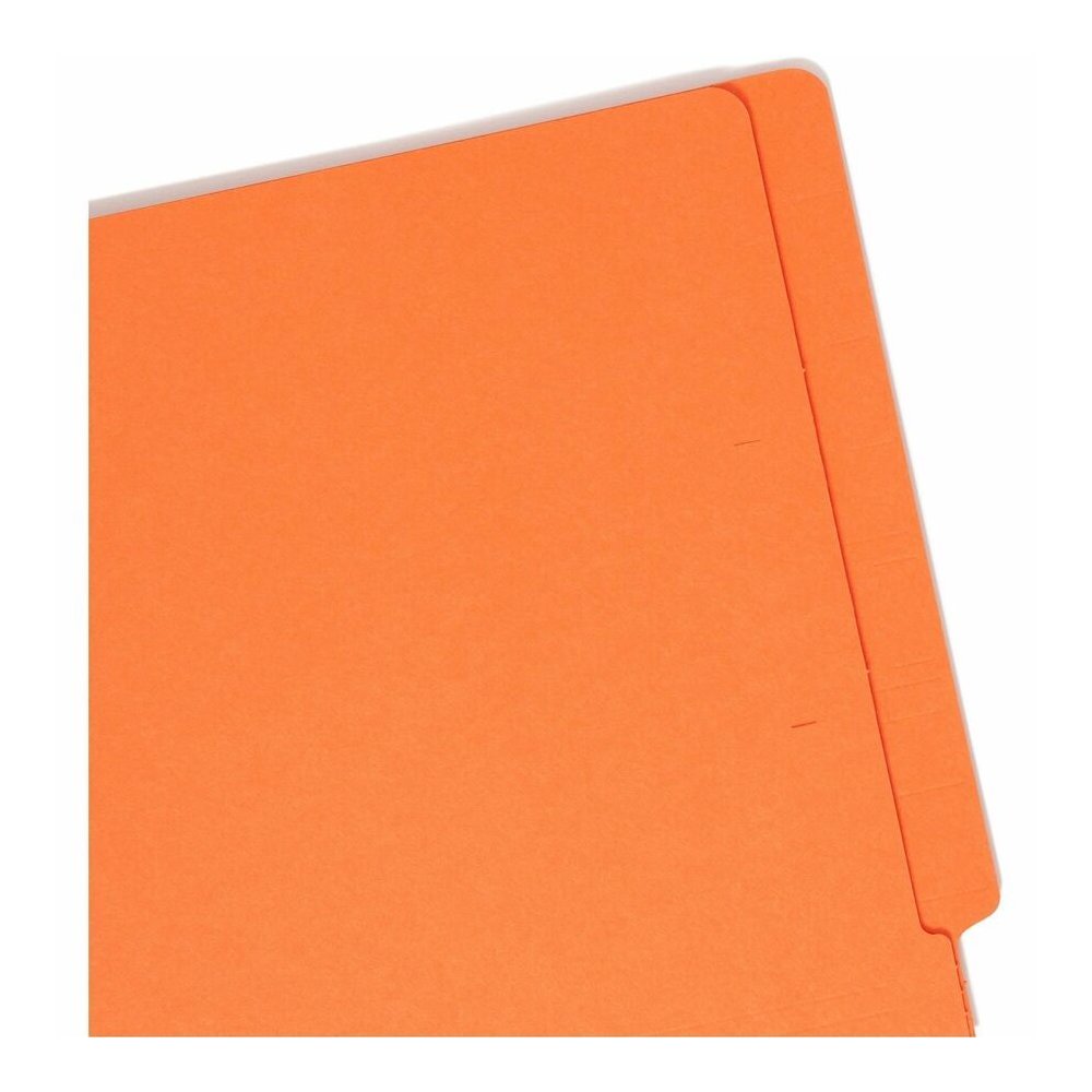 Smead Shelf-Master Straight Tab Cut Letter Recycled End Tab File Folder - 8 1/2" x 11" - 3/4" Expansion - 11 pt. - 2 Plys - Orange - Heavy Duty, Reinforced Tab - 10% Recycled - 100 / Box. Picture 7