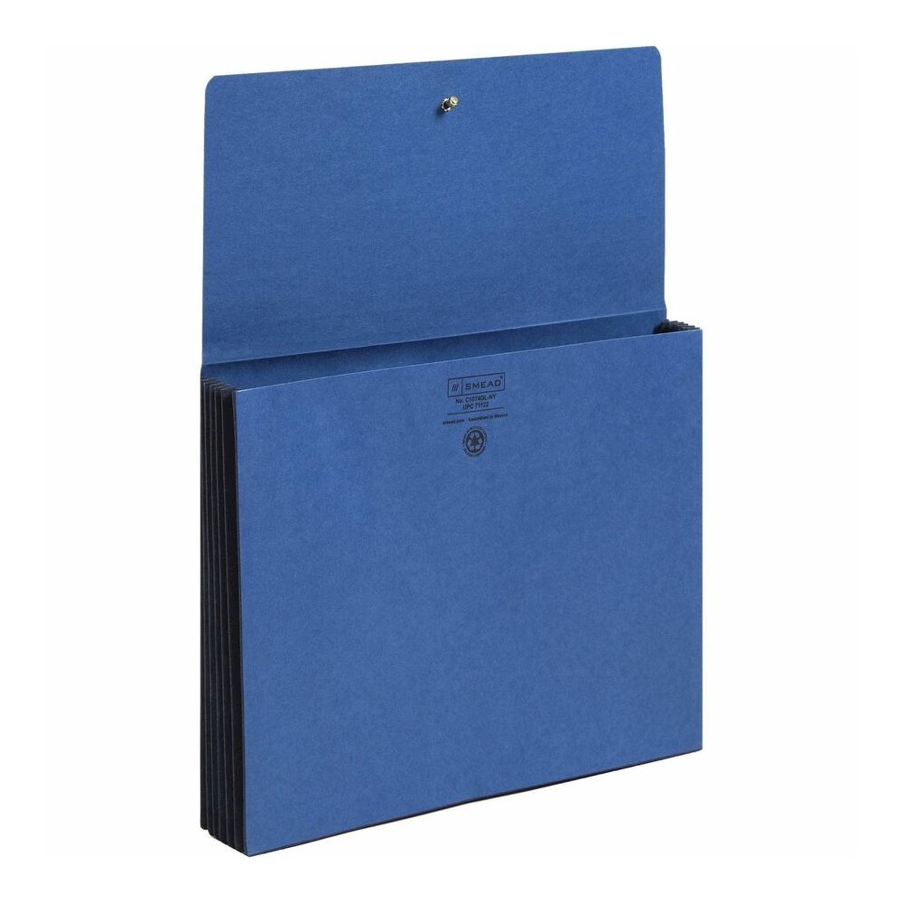 Smead Letter Recycled File Wallet - 8 1/2" x 11" - 5 1/4" Expansion - Navy - Elastic Closure, Reinforced Gusset, Tear Resistant - 10% Recycled - 1 Each. Picture 11