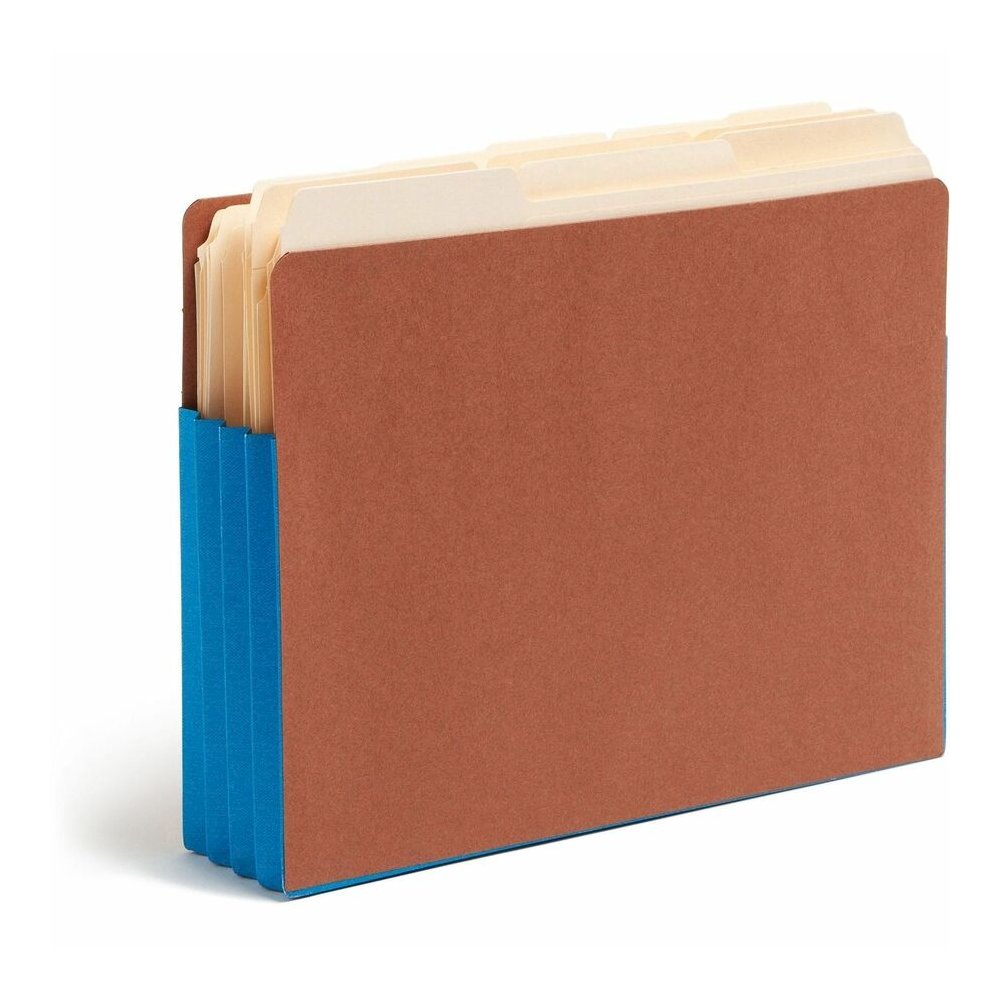 Smead Straight Tab Cut Letter Yes File Pocket - 8 1/2" x 11" - 3 1/2" Expansion - 1 Pocket - Top Tab Location - 12.5 pt. - 2 Plys - Blue - Tear Resistant - 30% Recycled - 10 / Box. Picture 9