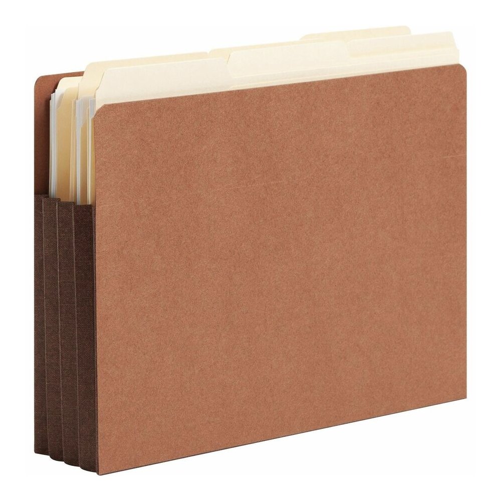 Smead Straight Tab Cut Letter Recycled File Pocket - 8 1/2" x 11" - 3 1/2" Expansion - 1 Pocket - Top Tab Location - 12.5 pt. - 2 Plys - Dark Brown - Tear Resistant - 30% Recycled - 10 / Box. Picture 6