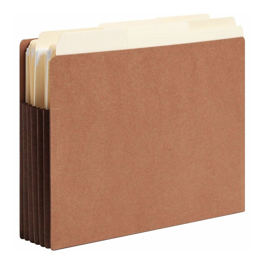 Smead Straight Tab Cut Letter Recycled File Pocket - 8 1/2" x 11" - 5 1/4" Expansion - 12.5 pt. - 2 Plys - Dark Brown - Embossed, Tear Resistant - 30% Recycled - 10 / Box. Picture 5