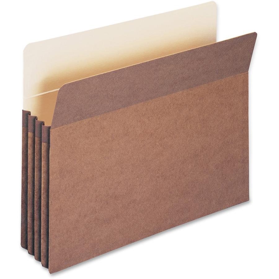 Smead Straight Tab Cut Letter Recycled File Pocket - 8 1/2" x 11" - 3 1/2" Expansion - Top Tab Location - 12.5 pt. - Redrope - Reinforced Corner, Reinforced Gusset - 30% Recycled - 50 / Box. Picture 4
