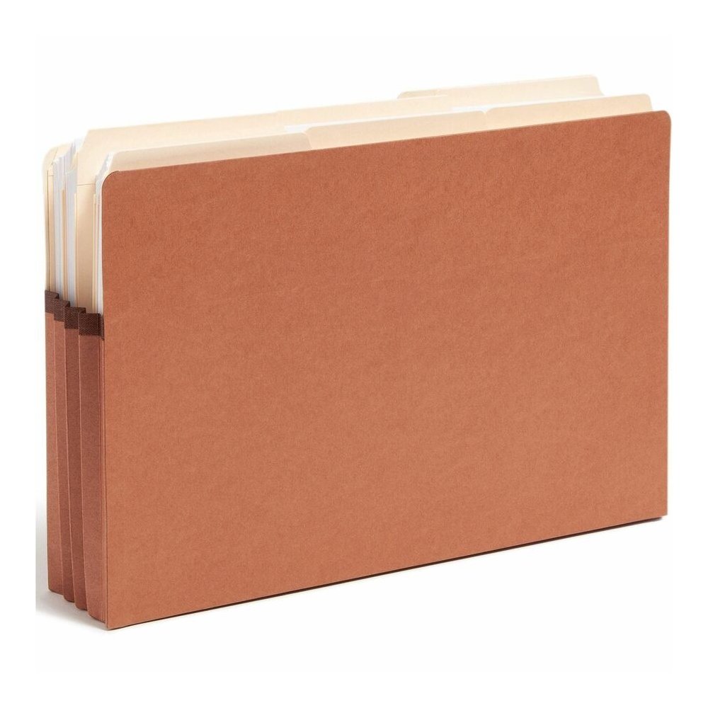Smead 2/5 Tab Cut Legal Recycled File Pocket - 8 1/2" x 14" - 3 1/2" Expansion - Right Tab Position - 9 pt. - Redrope - Tear Resistant, Reinforced Gusset, Durable - 30% Recycled - 25 / Box. Picture 5