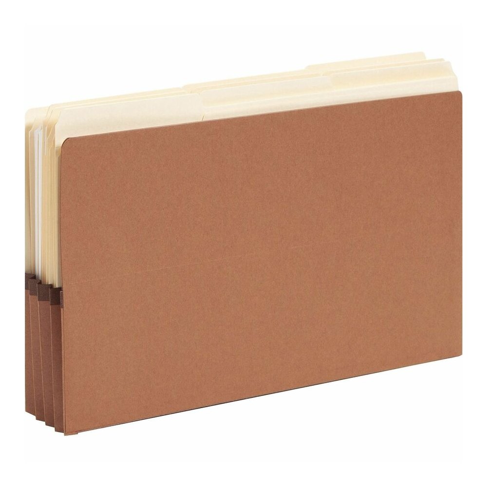 Smead Legal Recycled File Pocket - 8 1/2" x 14" - 3 1/2" Expansion - End Tab Location - Redrope - Reinforced - 30% Recycled - 10 / Box. Picture 5