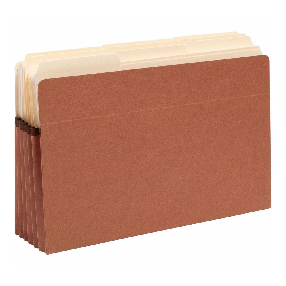 Smead Straight Tab Cut Legal Recycled File Pocket - 8 1/2" x 14" - 5 1/4" Expansion - 12.5 pt. - Redrope - Tear Proof, Reinforced Gusset, Rounded Corner - 30% Recycled - 50 / Box. Picture 5