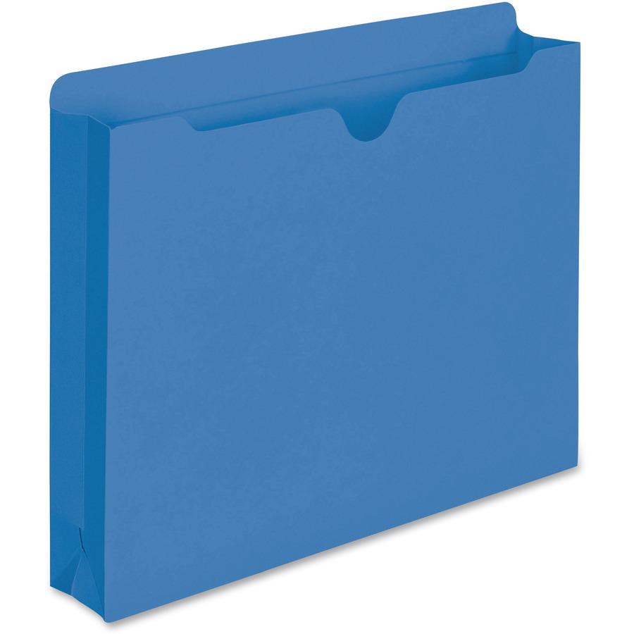 Smead Colored Straight Tab Cut Letter Recycled File Jacket - 8 1/2" x 11" - 2" Expansion - 11 pt. - 2 Plys - Blue - Slip Resistant, Reinforced Tab - 10% Recycled - 50 / Box. Picture 8