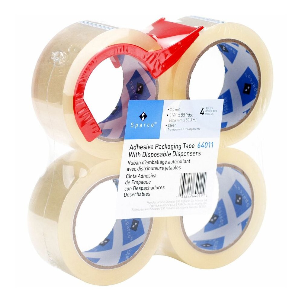 Sparco Heavy-duty Packaging Tape with Dispenser - 55 yd Length x 2" Width - 3" Core - Clear - 3 mil - Acrylic Backing - Dispenser Included - Tear Resistant, Split Resistant, Breakage Resistance - For . Picture 10