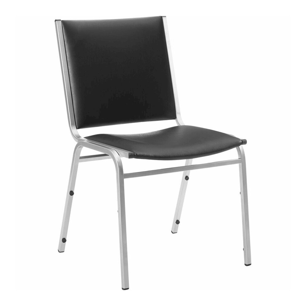 Lorell Stacking Chair Armless Black 4/box - Black Seat Color - Vinyl Seat Material - Vinyl Back Material - Steel Frame Material - Four-legged Base - Black - Steel, Vinyl - 4 / Carton. Picture 9