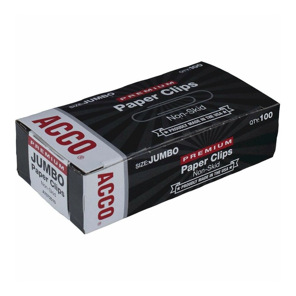 ACCO Premium Jumbo Non-Skid Paper Clips - Jumbo - 20 Sheet Capacity - Non-skid, Galvanized, Corrosion Resistant, Long Lasting - Silver - Metal, Zinc Plated - 100/Box - 10 / Pack. Picture 7