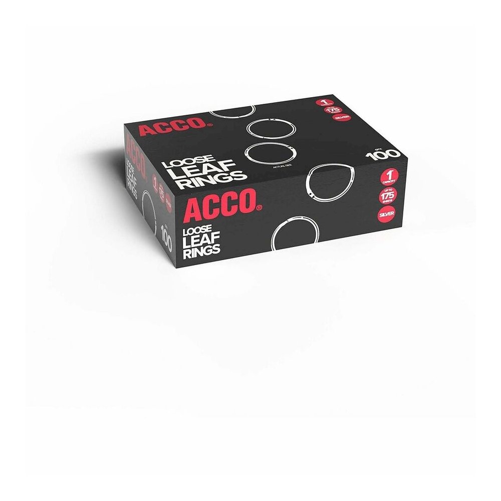 ACCO Loose-Leaf Rings - 1" Maximum Capacity - 175 x Sheet Capacity - Silver - Nickel - 100 / Box. Picture 9