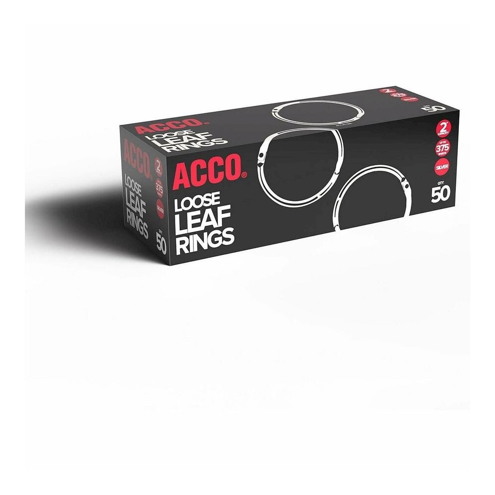 ACCO Loose-Leaf Rings - 2" Maximum Capacity - 375 x Sheet Capacity - Silver - Nickel - 50 / Box. Picture 8