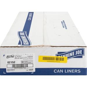 Genuine Joe Linear Low Density Can Liners - Extra Large Size - 60 gal Capacity - 58" Length x 38" Width x 0.80 mil (20 Micron) Thickness - Low Density - Brown, Black - No - 100 / Carton. Picture 2