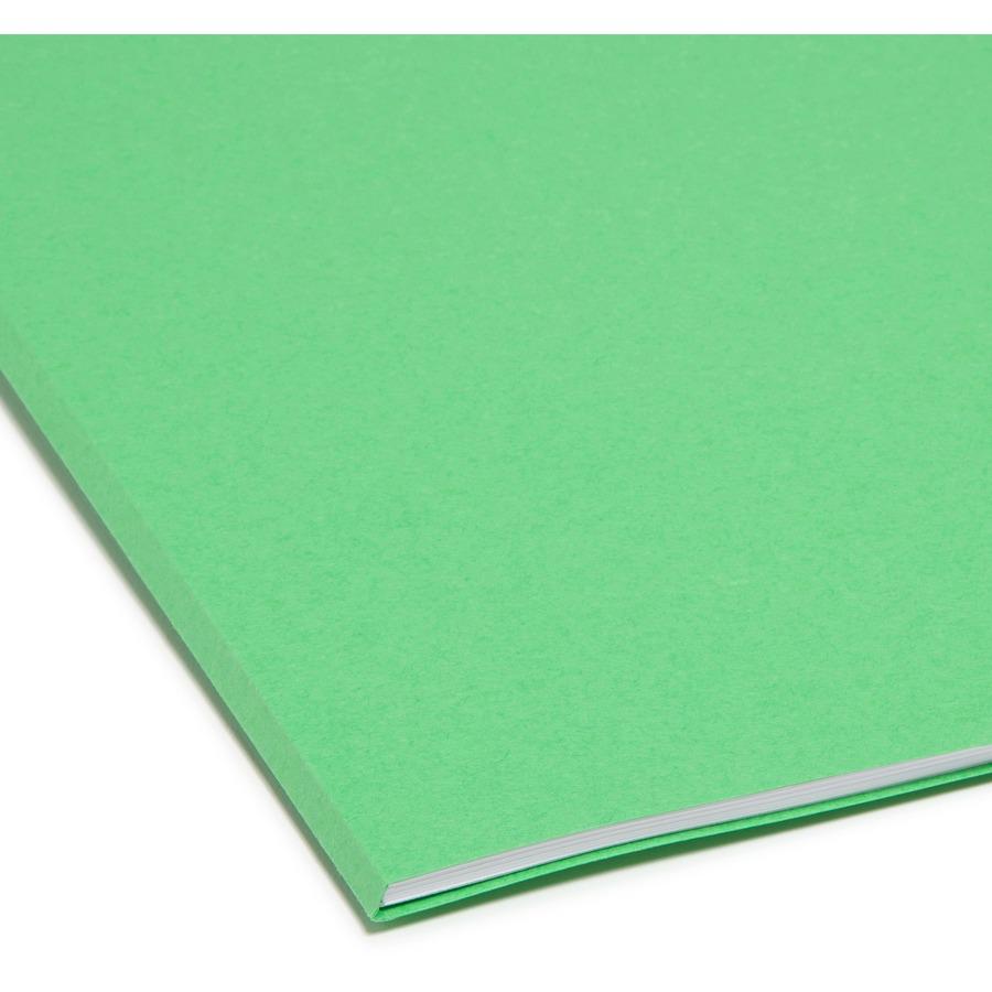Smead Colored 1/3 Tab Cut Legal Recycled Top Tab File Folder - 8 1/2" x 14" - Top Tab Location - Assorted Tab Position - 11 pt. - 2 Plys - Green - 10% Recycled - 100 / Box. Picture 6