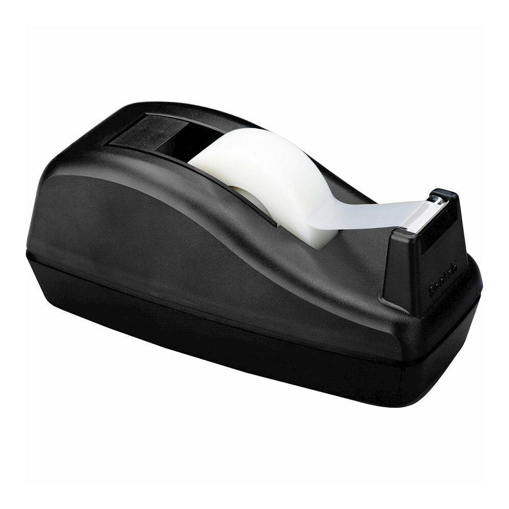 Scotch Deluxe Desk Dispenser - Holds Total 1 Tape(s) - 1" Core - Refillable - Non-skid Base - Plastic - Black - 1 Each. Picture 5