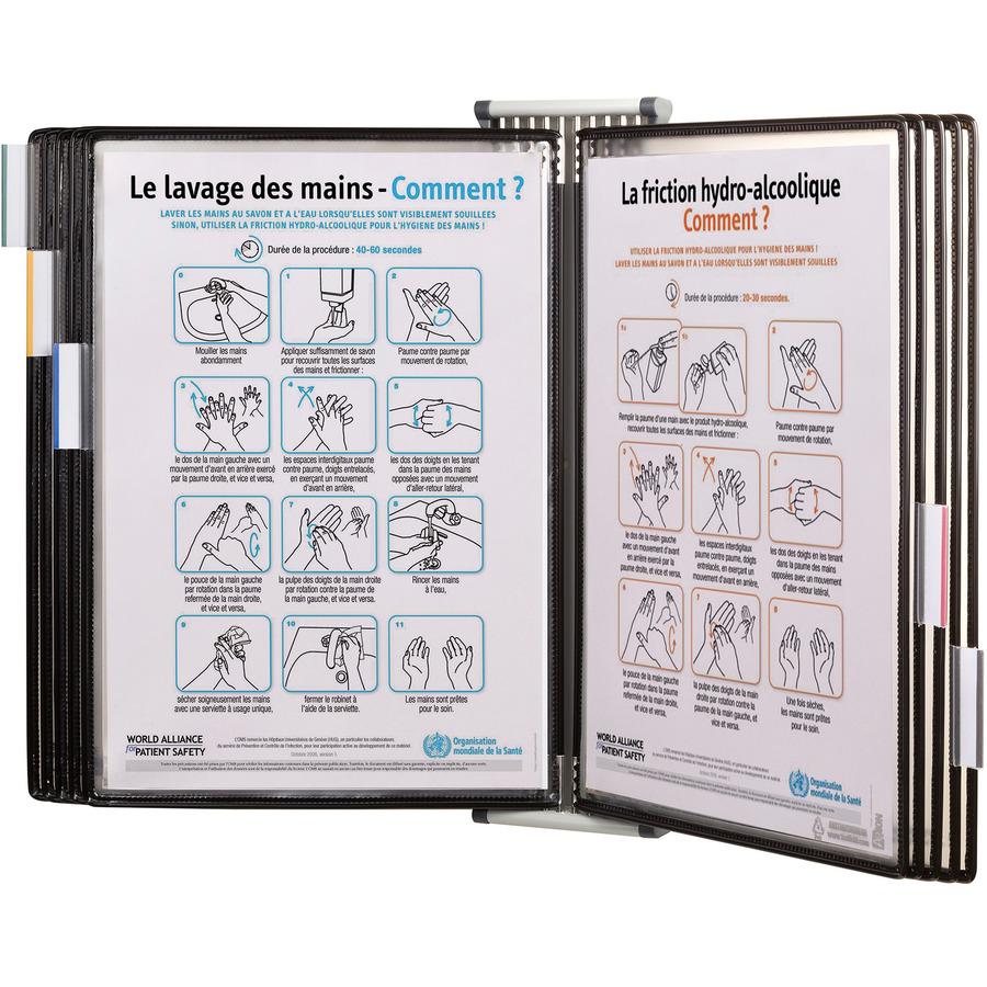 Djois by Tarifold Wall-Mountable Antimicrobial Reference Display Unit - Support Letter 8.50" x 11" Media - Clear, Black - Metal - 1 Each. Picture 6