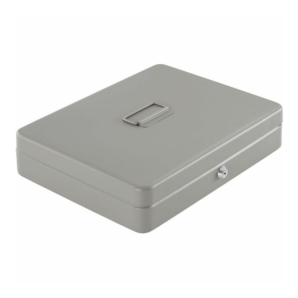 Sparco All-Steel Locking Cash Box with Tray - 5 Bill - 5 Coin - Steel - Gray - 2" Height x 10.5" Width x 15" Depth. Picture 7