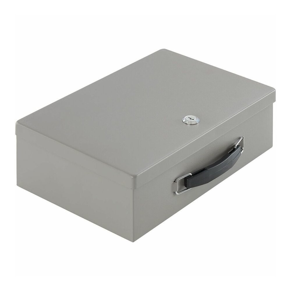 Sparco All-Steel Insulated Cash Box - Steel - Gray - 3.8" Height x 12.8" Width x 8.3" Depth. Picture 6