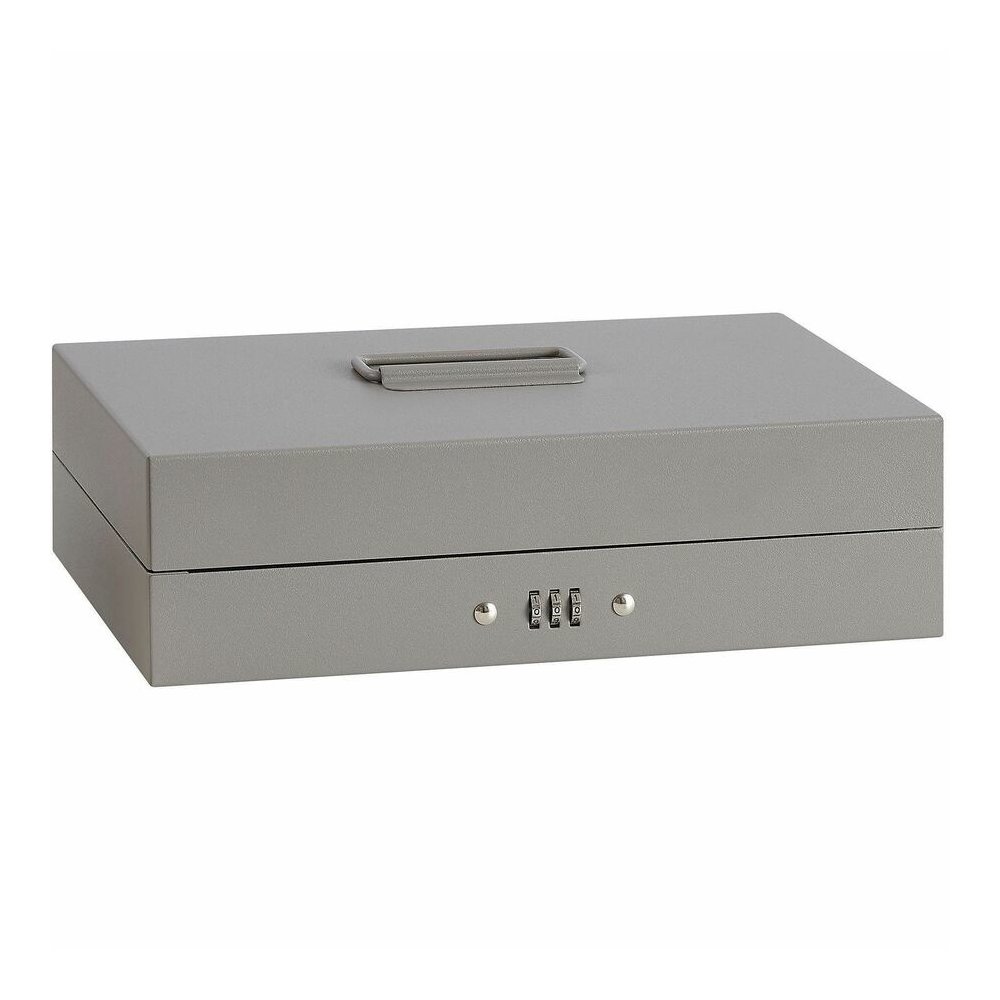 Sparco Steel Combination Lock Steel Cash Box - 6 Coin - Steel - Gray - 3.2" Height x 11.5" Width x 7.8" Depth. Picture 6