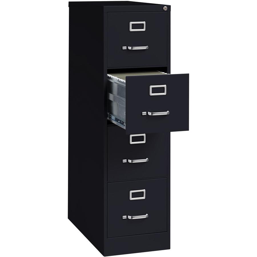 Lorell Fortress Series 26-1/2" Commercial-Grade Vertical File Cabinet - 15" Width x 26.5" Depth x 52" Height - 4 x Drawer(s) for File - Letter - Vertical - Security Lock, Ball-bearing Suspension, Heav. Picture 8