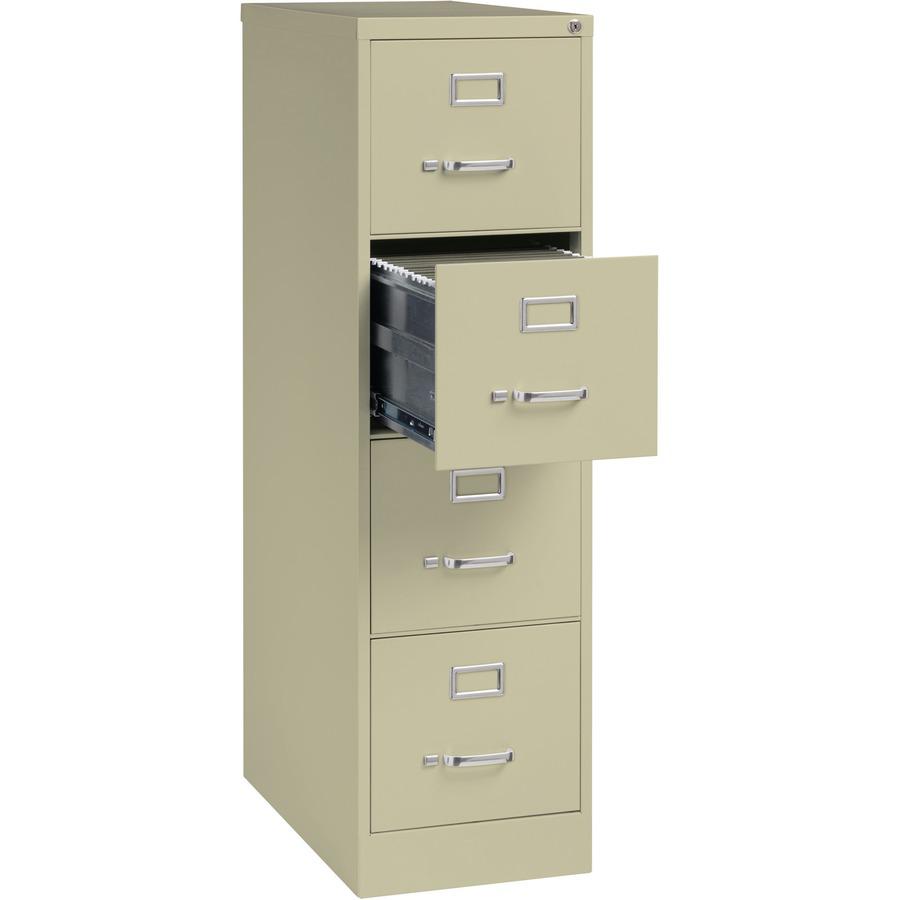Lorell Fortress Series 26-1/2" Commercial-Grade Vertical File Cabinet - 15" Width x 26.5" Depth x 52" Height - 4 x Drawer(s) for File - Letter - Vertical - Security Lock, Ball-bearing Suspension, Heav. Picture 7