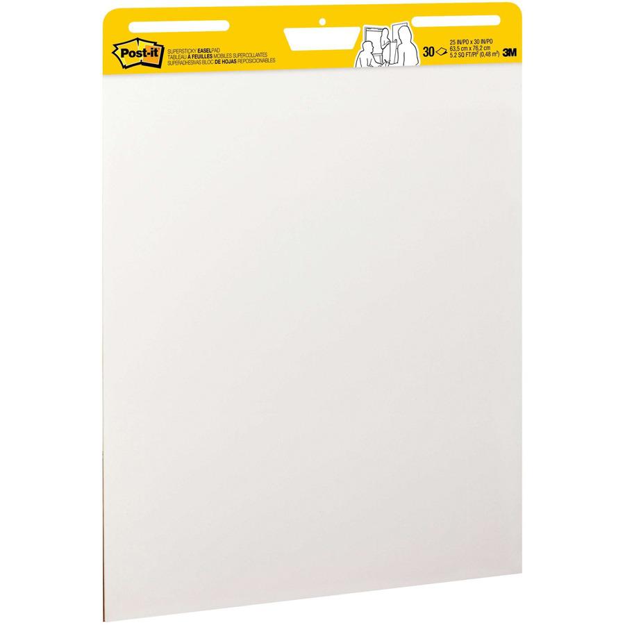 Post-it&reg; Self-Stick Easel Pad Value Pack - 30 Sheets - Plain - Stapled - 18.50 lb Basis Weight - 25" x 30" Sheet Size - White Paper - Cardboard Cover - Repositionable, Self-adhesive, Bleed-free, B. Picture 4