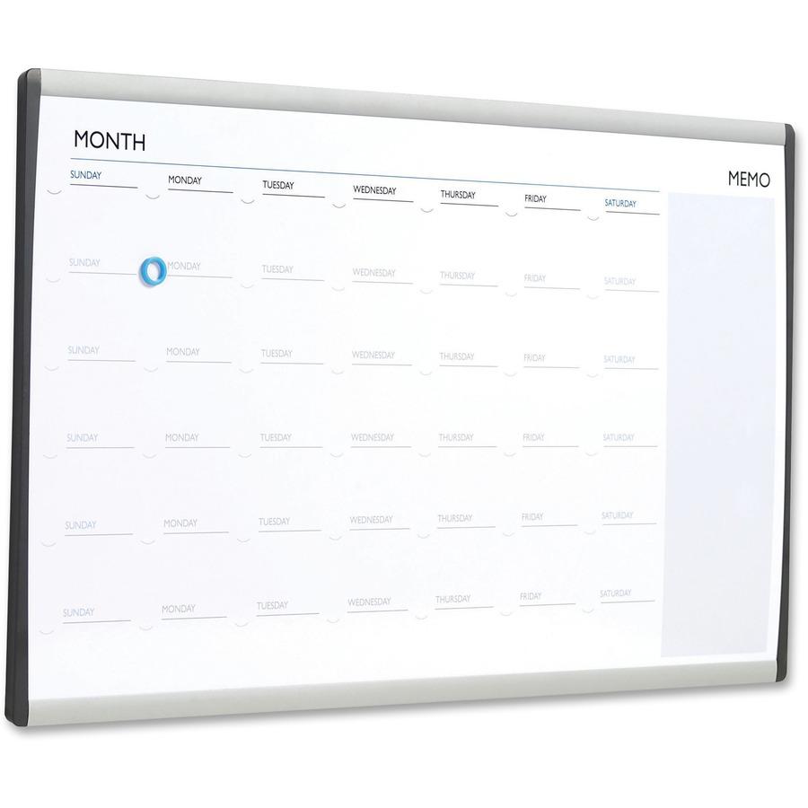 Quartet Arc Cubicle Whiteboard Calendar - 18" Height x 30" Width - White Natural Cork Surface - Magnetic, Calendar, Durable, Lightweight - Silver Aluminum Frame - 1 Each. Picture 6