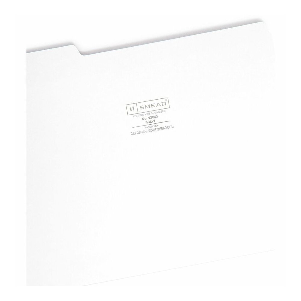 Smead Colored 1/3 Tab Cut Letter Recycled Top Tab File Folder - 8 1/2" x 11" - Top Tab Location - Assorted Tab Position - 11 pt. - 1 Plys - White - 10% Recycled - 100 / Box. Picture 8