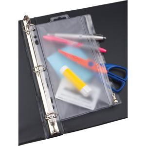 Oxford Zipper Binder Pockets - For 10 1/2" x 8" Sheet - Ring Binder - Rectangular - Clear, White - Poly - 1 Each. Picture 5
