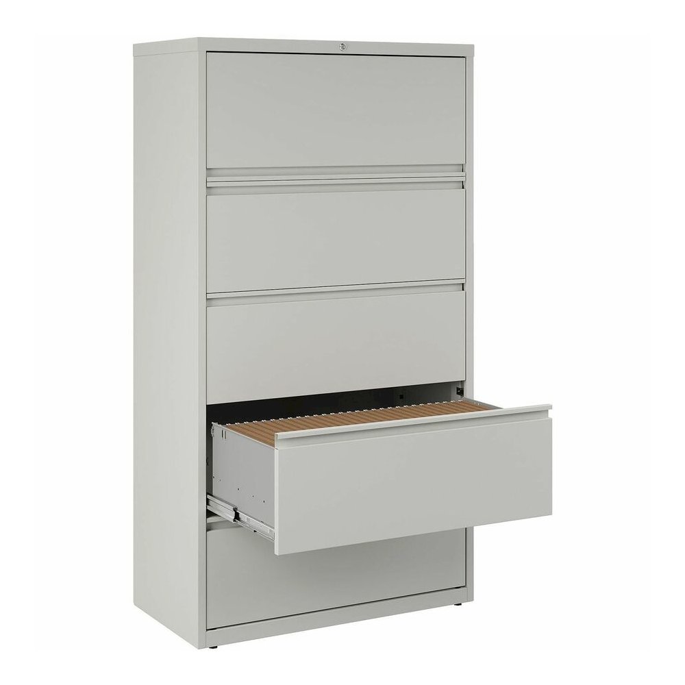 Lorell Fortress Series Lateral File - 36" Width x 18.6" Depth x 67.7" Height - 5 x Drawer(s) for File - Legal, Letter, A4 - Lateral - Rust Proof, Leveling Glide, Interlocking, Ball-bearing Suspension,. Picture 12