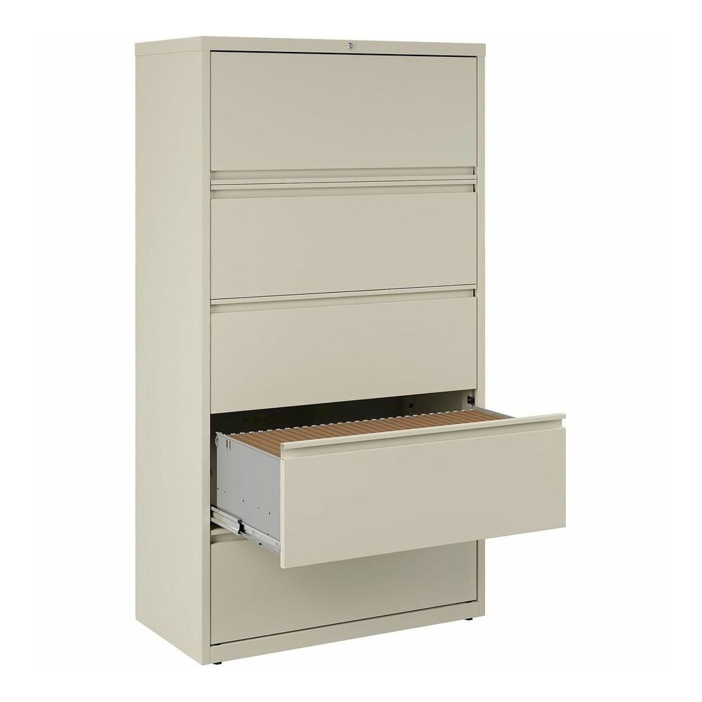 Lorell Fortress Series Lateral File - 36" Width x 18.6" Depth x 67.7" Height - 5 x Drawer(s) for File - Legal, Letter, A4 - Lateral - Rust Proof, Leveling Glide, Interlocking, Ball-bearing Suspension,. Picture 12