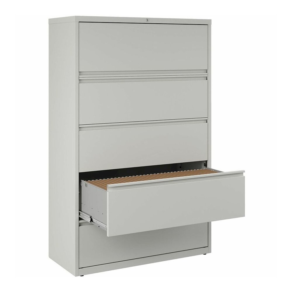 Lorell Fortress Series Lateral File - 42" Width x 18.6" Depth x 67.7" Height - 5 x Drawer(s) for File - Legal, Letter, A4 - Lateral - Rust Proof, Leveling Glide, Interlocking, Ball-bearing Suspension,. Picture 12
