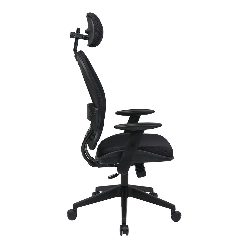 Office Star Professional Air Grid Chair with Adjustable Headrest - Mesh Seat Material - 5-star Base - Black - 1 Each. Picture 10