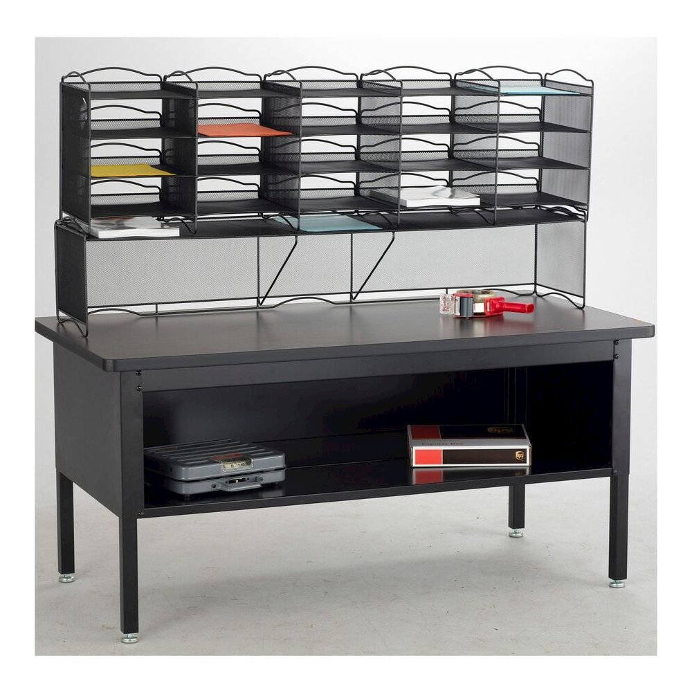 Safco 12-Compartment Mesh Desktop Organizer - 12 Compartment(s) - Compartment Size : 1.75" x 9.50" x 12.25" - 11.25" Height x 30" Width x 12.62" Depth - Desktop - Stackable - Powder Coated - Black - S. Picture 6