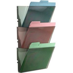 Officemate Mountable Wall File, Smoke, 3PK - 14.5" Height x 13" Width x 4.1" Depth - Smoke - Plastic - 3 / Box. Picture 4
