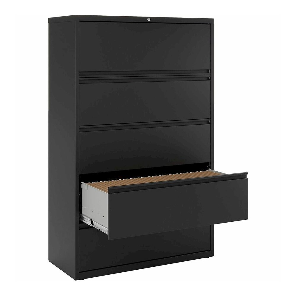 Lorell Fortress Series Lateral File - 42" Width x 18.6" Depth x 67.7" Height - 5 x Drawer(s) for File - Letter, Legal, A4 - Lateral - Interlocking, Label Holder, Leveling Glide, Ball-bearing Suspensio. Picture 11